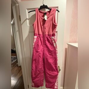L.L. Bean Pink Fleece ski bib for kids